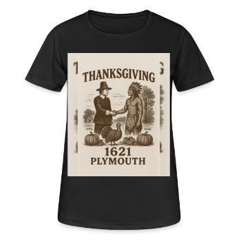 Thanksgiving 1621 Plymouth Vintage Design - Frauen T-Shirt atmungsaktiv - Schwarz - Vorne - AI Model Female 172 light (172cm)
