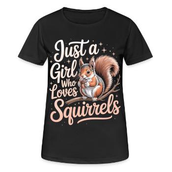 Süßes Eichhörnchen T-Shirt für Mädchen - Frauen T-Shirt atmungsaktiv - Schwarz - Vorne - AI Model Female 172 light (172cm)