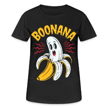 Gruseliger Bananen Geist Boo - Halloween Cartoon - Frauen T-Shirt atmungsaktiv - Schwarz - Vorne - AI Model Female 172 light (172cm)