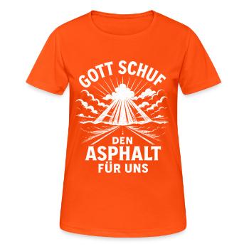 Dieu a créé l’asphalte - T-shirt respirant Femme - orange néon - Devant - AI Model Female 172 dark (172cm)