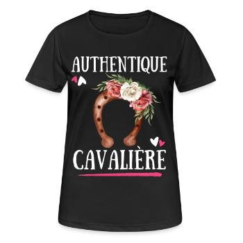 Authentischer Cavaliere - Frauen T-Shirt atmungsaktiv - Schwarz - Vorne - AI Model Female 172 light (172cm)