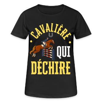Cavalière qui Déchire - Saut D'obstacles - T-shirt respirant Femme - noir - Devant - AI Model Female 172 light (172cm)