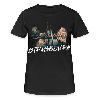 Straßburger Münster – Illustration - Frauen T-Shirt atmungsaktiv - Schwarz - Vorne - AI Model Female 172 light (172cm)