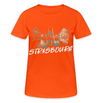 Cathédrale de Strasbourg – Illustration - T-shirt respirant Femme - orange néon - Devant - AI Model Female 172 dark (172cm)