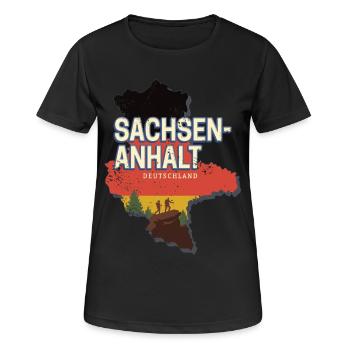 Sachsen Anhalt Deutschland Bundesland Souvenir - Frauen T-Shirt atmungsaktiv - Schwarz - Vorne - AI Model Female 172 light (172cm)
