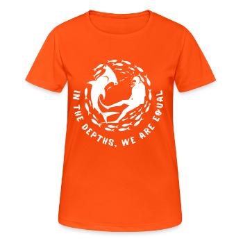 In the Depths We Are Equal - Women's Breathable T-Shirt - neon orange - Front - AI Model Female 172 dark (172cm)