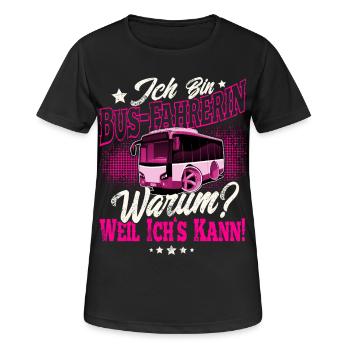 Busfahrerin - Frauen T-Shirt atmungsaktiv - Schwarz - Vorne - AI Model Female 172 light (172cm)