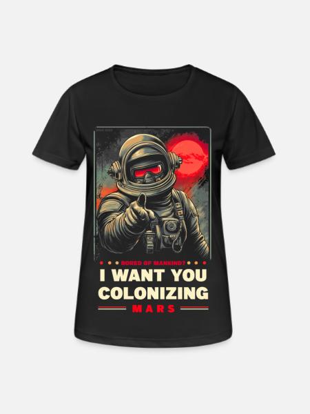Mars Colonization Promotional Poster - Women's Breathable T-Shirt - black