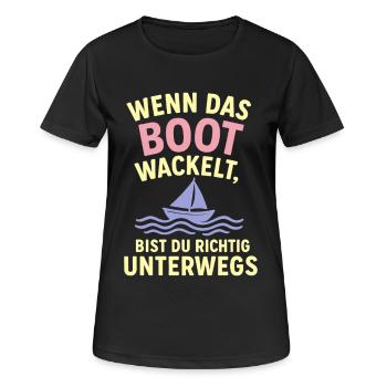 Bootwackel Spruch Reisegefühl - Frauen T-Shirt atmungsaktiv - Schwarz - Vorne - AI Model Female 172 light (172cm)