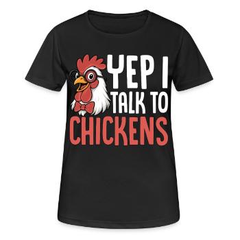 Je m’adresse à des poules en disant - T-shirt respirant Femme - noir - Devant - AI Model Female 172 light (172cm)