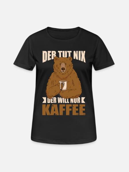 Kaffee Geschenk Bär Kaffeeliebhaber Männer - Frauen T-Shirt atmungsaktiv - Schwarz