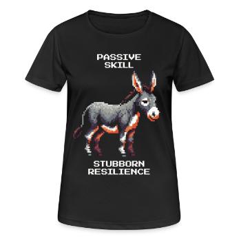 Âne : Endurance obstinée | Humour RPG - T-shirt respirant Femme - noir - Devant - AI Model Female 172 light (172cm)