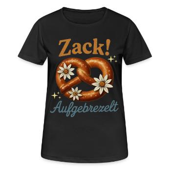 Zack Dressed Up – Funny Pretzel Men & Women - Women's Breathable T-Shirt - black - Front - AI Model Female 172 light (172cm)