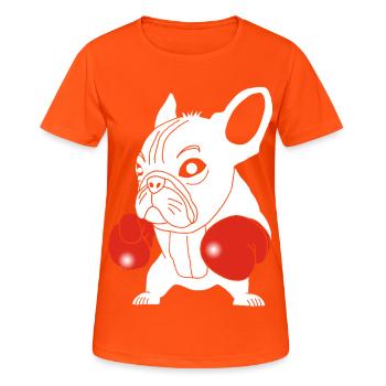 Weißer Hundeboxer - Frauen T-Shirt atmungsaktiv - Neonorange - Vorne - AI Model Female 172 dark (172cm)