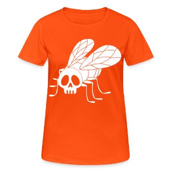 Crâne de mouche (blanc) - T-shirt respirant Femme - orange néon - Devant - AI Model Female 172 dark (172cm)