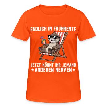 Early retirement colleague - Otter in a deck chair - Women's Breathable T-Shirt - neon orange - Front - AI Model Female 172 dark (172cm)