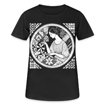 Quilten Design – Kreativität & Handarbeit - Frauen T-Shirt atmungsaktiv - Schwarz - Vorne - AI Model Female 172 light (172cm)