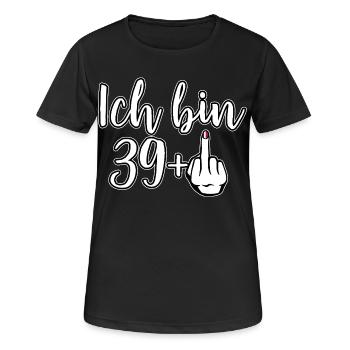 J’ai 39+ Provocation Doigt d’honneur Anniversaire - T-shirt respirant Femme - noir - Devant - AI Model Female 172 light (172cm)