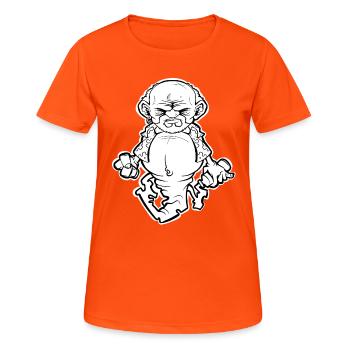 Genie in the bottle - BW Version - T-shirt respirant Femme - orange néon - Devant - AI Model Female 172 dark (172cm)