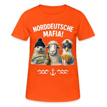 Norddeutsche Mafia - Frauen T-Shirt atmungsaktiv - Neonorange - Vorne - AI Model Female 172 dark (172cm)