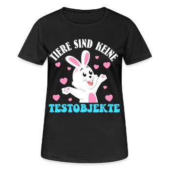 Animal welfare ANIMALS ARE NOT TEST OBJECTS FUNNY - Women's Breathable T-Shirt - black - Front - AI Model Female 172 light (172cm)