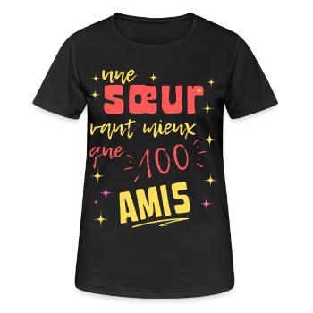Schwesterngeschenk: Eine Schwester ist besser als hundert Freunde - Frauen T-Shirt atmungsaktiv - Schwarz - Vorne - AI Model Female 172 light (172cm)