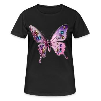 Papillon Glamour 3d - Chrome & Paillettes - T-shirt respirant Femme - noir - Devant - AI Model Female 172 light (172cm)