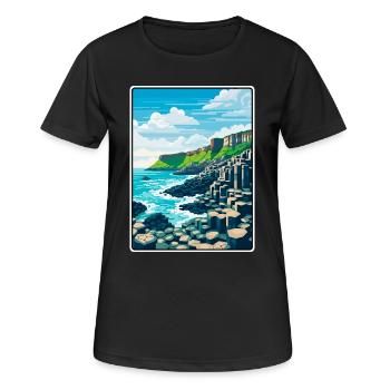 Giant's Causeway Nordirland Küstenbasalt - Frauen T-Shirt atmungsaktiv - Schwarz - Vorne - AI Model Female 172 light (172cm)