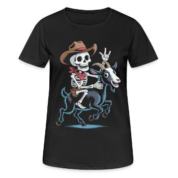 Squelette cow-boy sur chèvre - T-shirt respirant Femme - noir - Devant - AI Model Female 172 light (172cm)