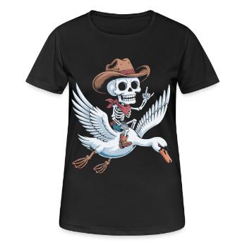 Squelette cow-boy sur cygne - T-shirt respirant Femme - noir - Devant - AI Model Female 172 light (172cm)