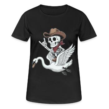 Squelette cow-boy sur cygne - T-shirt respirant Femme - noir - Devant - AI Model Female 172 light (172cm)
