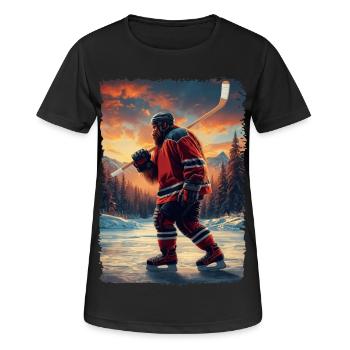 Sasquatch Hockey Bigfoot Hockeyspieler - Frauen T-Shirt atmungsaktiv - Schwarz - Vorne - AI Model Female 172 light (172cm)