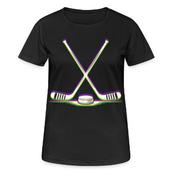 EDM Techno Hockey Sticks Rave Hockey - Women's Breathable T-Shirt - black - Front - AI Model Female 172 light (172cm)