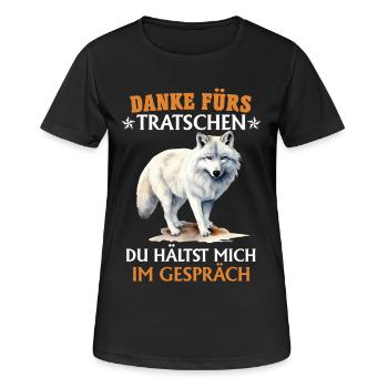 Wolf Spirit DANKE FÜRS TRATSCHEN Lustiges - Frauen T-Shirt atmungsaktiv - Schwarz - Vorne - AI Model Female 172 light (172cm)