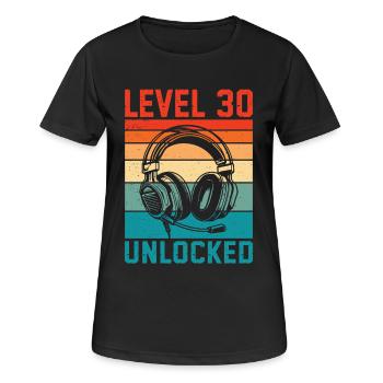 Niveau 30 Ans Debloqué - 30ème Anniversaire Gamer - T-shirt respirant Femme - noir - Devant - AI Model Female 172 light (172cm)
