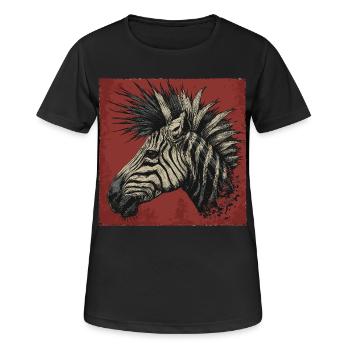 Punkrock Zebra - Frauen T-Shirt atmungsaktiv - Schwarz - Vorne - AI Model Female 172 light (172cm)