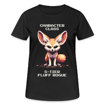 S-Tier Fluff-Schurke | Fennek, RPG - Frauen T-Shirt atmungsaktiv - Schwarz - Vorne - AI Model Female 172 light (172cm)