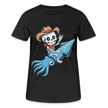 Cow-boy squelette sur pieuvre - T-shirt respirant Femme - noir - Devant - AI Model Female 172 light (172cm)