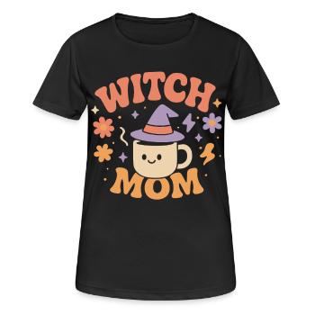 Sorcière Maman Halloween Costume Drôle Dicton - T-shirt respirant Femme - noir - Devant - AI Model Female 172 light (172cm)