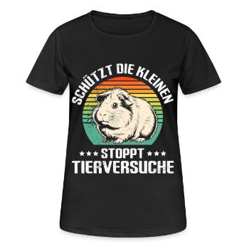 Tiere SCHÜTZT DIE KLEINEN STOPPT TIERVERSUCHE - Frauen T-Shirt atmungsaktiv - Schwarz - Vorne - AI Model Female 172 light (172cm)