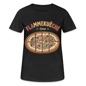 Flammkuchen – Lustiges Foodie Geschenk - Frauen T-Shirt atmungsaktiv - Schwarz - Vorne - AI Model Female 172 light (172cm)