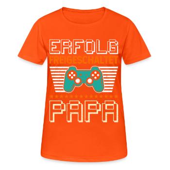 Gambler Dad ACHIEVEMENT UNLOCKED Funny - Women's Breathable T-Shirt - neon orange - Front - AI Model Female 172 dark (172cm)