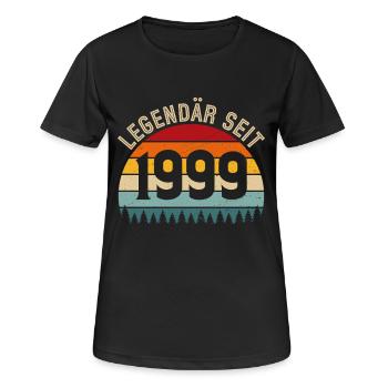 Legendär seit 1999 – Jahrgang 1999 - Frauen T-Shirt atmungsaktiv - Schwarz - Vorne - AI Model Female 172 light (172cm)