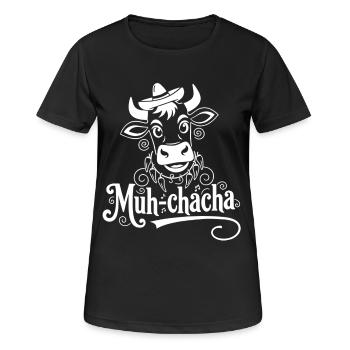 Vache Moo-ChaCha avec des fioritures - T-shirt respirant Femme - noir - Devant - AI Model Female 172 light (172cm)