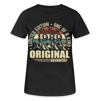 Date de naissance Novembre 1989 - T-shirt respirant Femme - noir - Devant - AI Model Female 172 light (172cm)