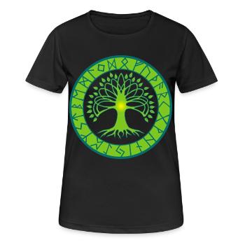 Runic Tree of Life - Women's Breathable T-Shirt - black - Front - AI Model Female 172 light (172cm)