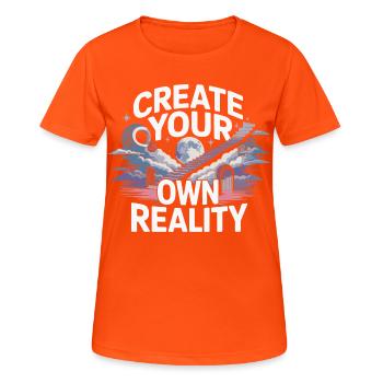 Eigene Realität Gestalten - Frauen T-Shirt atmungsaktiv - Neonorange - Vorne - AI Model Female 172 dark (172cm)