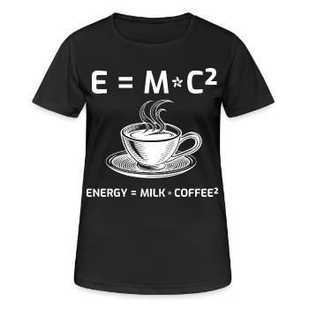 Café buveur de café Formule E=MC2 - T-shirt respirant Femme - noir - Devant - AI Model Female 172 light (172cm)