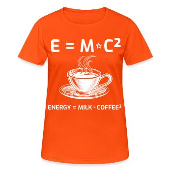 Kaffeetrinker Kaffeeformel E=MC2 - Frauen T-Shirt atmungsaktiv - Neonorange - Vorne - AI Model Female 172 dark (172cm)
