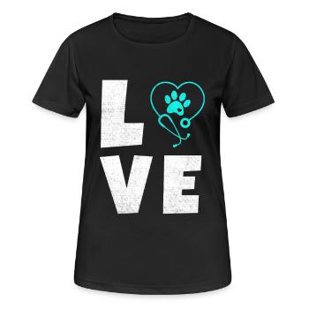Tierliebe Logo mit Pfotenherz - Frauen T-Shirt atmungsaktiv - Schwarz - Vorne - AI Model Female 172 light (172cm)